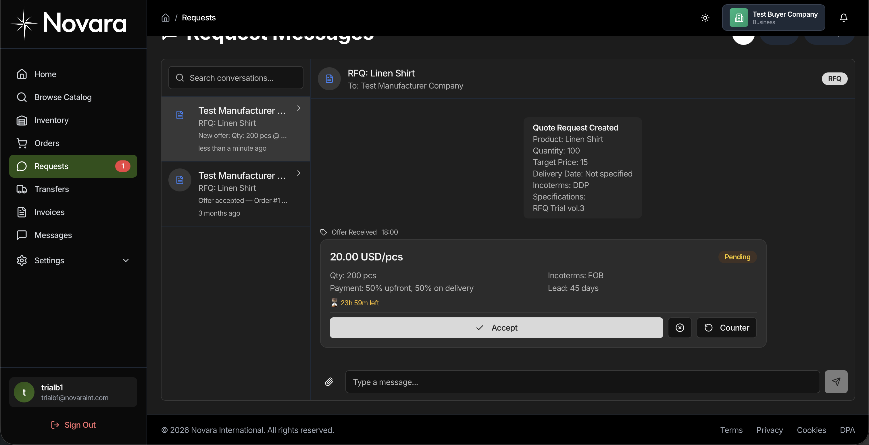 Novara Negotiation — dark mode
